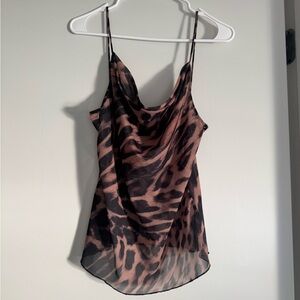 Zara Black and Brown Animal Print Camisole